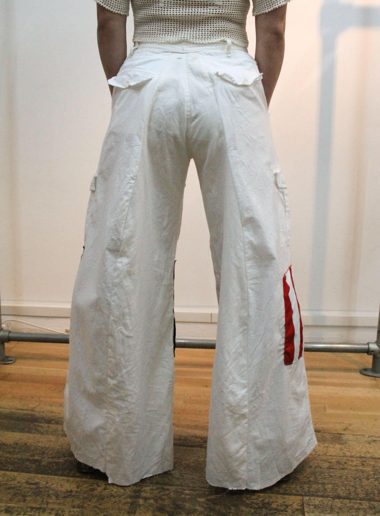 White Linen Japanese Patchwork Trousers